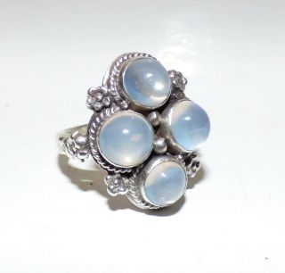 Antique Arts And Crafts Moonstone Ring Large Moonstone Cabochons Flower Detail