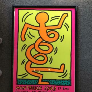 Keith Haring Art Poster Framed Vintage 1983 ' s Jazz Festival Pop Artist Rare M5 2