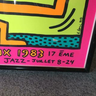 Keith Haring Art Poster Framed Vintage 1983 ' s Jazz Festival Pop Artist Rare M5 5