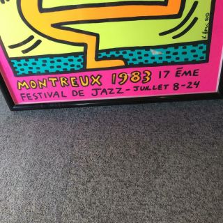 Keith Haring Art Poster Framed Vintage 1983 ' s Jazz Festival Pop Artist Rare M5 6