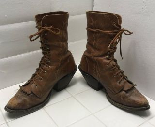 Vintage Tony Lama Cowboy Packer Buckaroo Riding Heel Boots 3