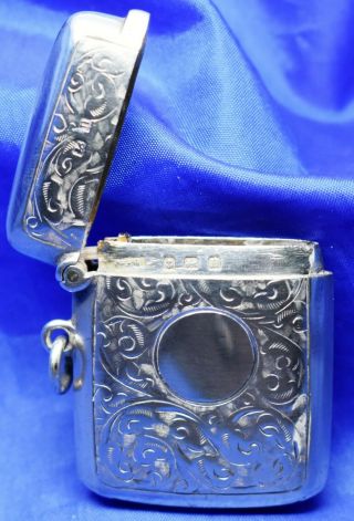 Solid Silver Vesta Case With Patent Striker By Hilliard & Thomason B 