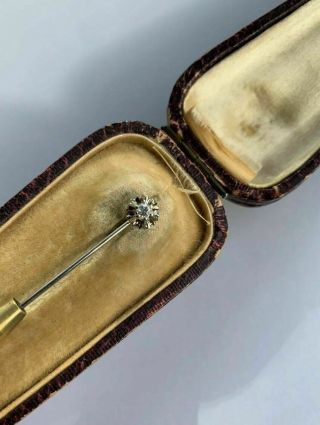 Antique Stick Pin,  Tie Pin Diamond And Solid 18k white Gold Or Platinum Stunning 5