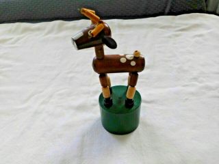 2 Vintage Wooden Reindeer and Dog Push Puppet Toys 3