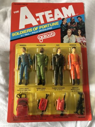 Vintage 1983 Galoob The A Team Soldiers Of Fortune 4 Pack Set On Card B.  A.  Face