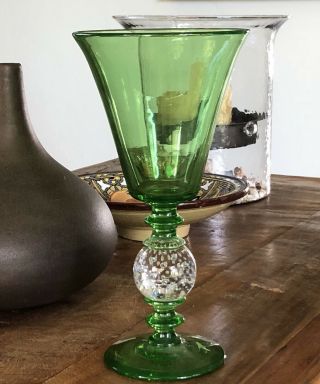 Antique Pairpoint Glass Tall W/ Clear Controlled Bubble Ball Stem Vase - 2