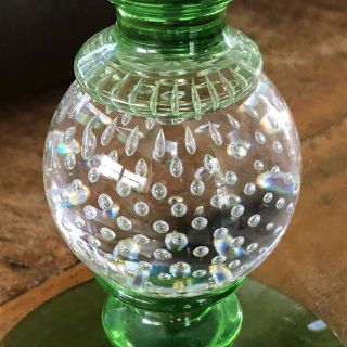 Antique Pairpoint Glass Tall W/ Clear Controlled Bubble Ball Stem Vase - 7