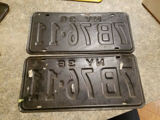 Vintage 1936 York license plates pair 4