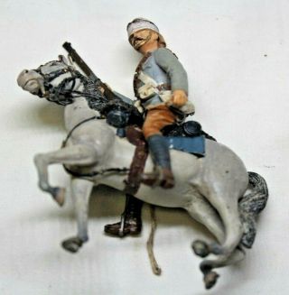 Vintage Lead Soldier In Gray And Horse