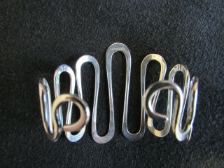 Vintage Ed LEVIN Sterling Silver Cuff Bracelet Wave Swirl Modernist 5