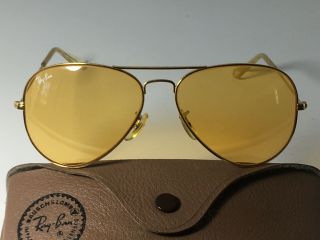 VINTAGE BAUSCH & LOMB RAY BAN GP ALL WEATHER AMBERMATIC AVIATORS SUNGLASSES 58mm 2