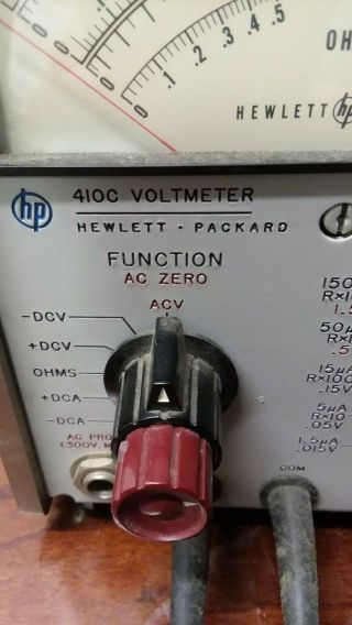 Vintage Hewlett Packard 410C Voltmeter with Leads and Power Cable 2