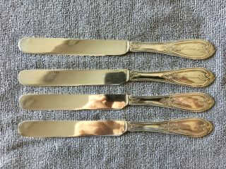 4 American Coin Silver Dinner Knives Near J.  S.  &e Bromley 1850s