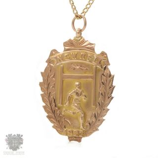 Australian Antique Solid 9k Gold Premier Football Medal Sydney 1922 Hunters Hill