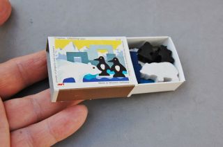 Juri West Germany Wood Animal Matchbox Block Toy Polar Bear Penguin Set Vintage 4
