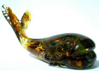 Vintage/retro Art Glass Whale Ornament Malta Decorative Glass Mdina