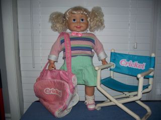 Vintage 1985 Cricket Doll W/ Outfit Chair & Diaper Sleeping Bag Nap Pack