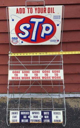 Vintage ‘STP’ Motor Oil Gas Service Station Oil Can Display Stand Rack Sign 10