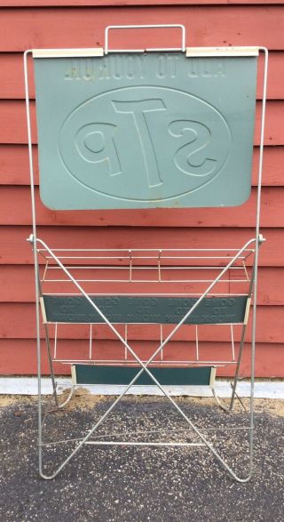 Vintage ‘STP’ Motor Oil Gas Service Station Oil Can Display Stand Rack Sign 6