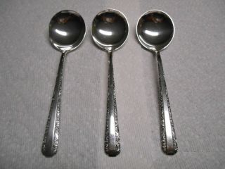 Set Of 3 Towle Candlelight Sterling Silver 6.  25 " Round Soup Spoons No Mono