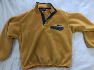 Vintage Mens Patagonia Synchilla Snap T Fleece Pullover Yellow Large