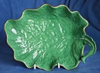 Vintage Large 10 1/2 " Herend Natural Leaf 7757 /c Handled Tray Bowl