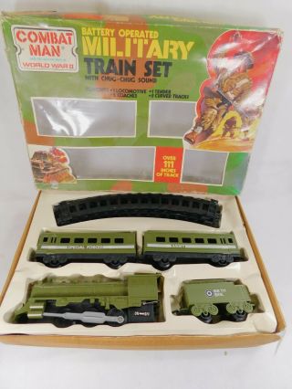 Vintage Combat Man Battery Operated Military Train Set -