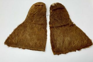 Ww2 British Raf/ Rcaf / Rfc Leather And Fur Cold Weather Mittens / Gloves