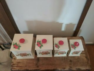 RARE Vintage Strawberry Shortcake Wood Canister Set Of 4 4