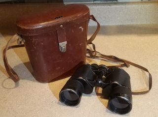 Vtg Carl Zeiss Jena Binoctem 7x50 Binoculars In Hard Leather Case C.  1930 Germany