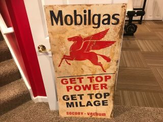Rare 1950 Mobil Gas Oil Service Station 48 " Pegasus Advertising Sign Mobilgas