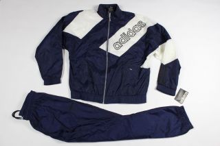 Vtg 90s Adidas Mens Medium Run Dmc Spell Out Track Suit Jacket Joggers Blue