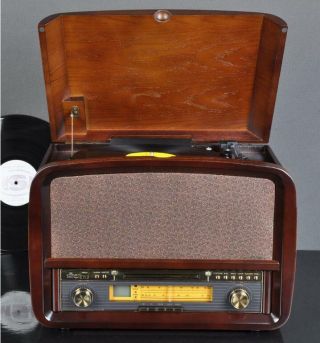 Vintage Phono Stereo Turntable LP Vinyl Record Player CD / U - disk / AM/FM Radio 2