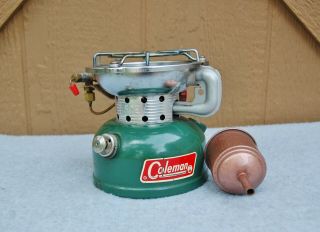 Coleman Fuel Camp Stove 502 1 Burner Date 11/70 1970 Vintage Sportster & Funnel