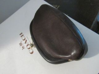 VTG COACH BROWN LEATHER KISS LOCK COIN PURSE 2