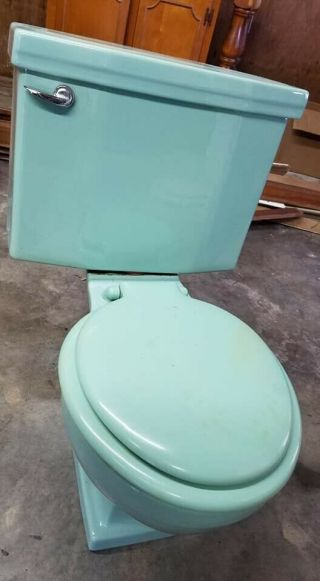 Vintage American Standard Ming Or Green Toilet 1950’s Mid Century Art Deco
