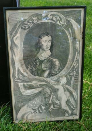 four 4 antique 18th century portrait engravings 1735 - 1740 framed gentry english 5