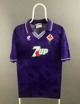Lotto Rare Vintage Fiorentina 7up 1992 1993 Home Size L Shirt Maglia Retro