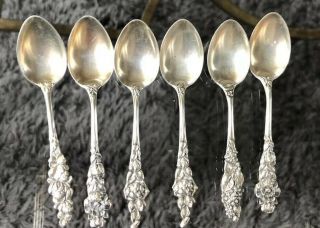 6 Watson Mechanics Sterling Silver Floral Series Demitasse Spoons 3 5/8 "