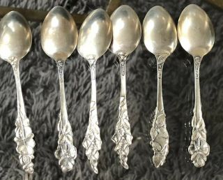 6 Watson Mechanics Sterling Silver Floral SERIES Demitasse Spoons 3 5/8 