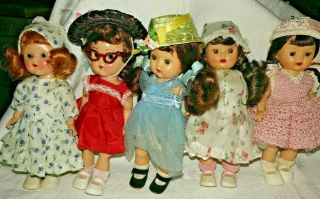Adorable Vintage Dolls 2 Vogue Ginny,  2 Storybook,  1 Unmarked - All Are Dressed