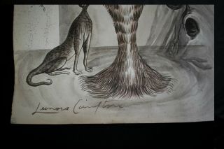 Leonora Carrington drawing on paper,  vintage,  rare, 3