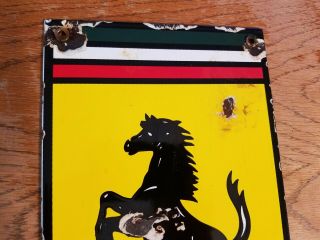 Ferrari Porcelain Dealer Sign Oil Gas Vintage Sports Car Black Stallion Horse 2