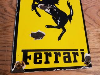 Ferrari Porcelain Dealer Sign Oil Gas Vintage Sports Car Black Stallion Horse 3