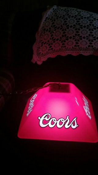 Vtg 1988 Coors Beer Red Logo Poker Pool Table Light Bar Sign Hanging