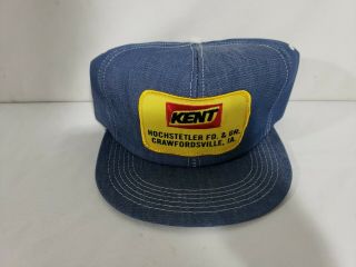 Vintage Kent Feeds K - Brand Hat Hochstetler Crawfordsville Iowa Snap Back