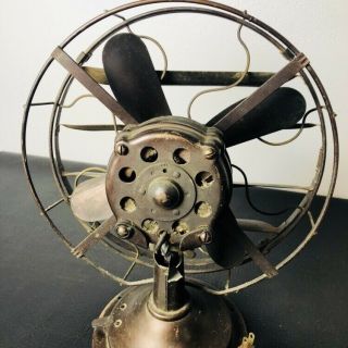Antique Vtg Victor Breeze Spreader Electric Metal Table Industrial Fan Retro 4