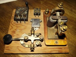 Vintage Antique Bunnell Morse Code Telegraph Key And Sounder