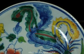 china old famille rose porcelain hand - painted phoenix plate /guangxu mark Bb02F 2