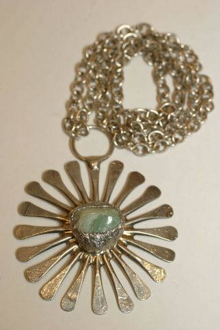 VINTAGE JACOB HULL BUCH & DEICHMANN MODERNIST BRUTALIST SUN PENDANT NECKLACE 3